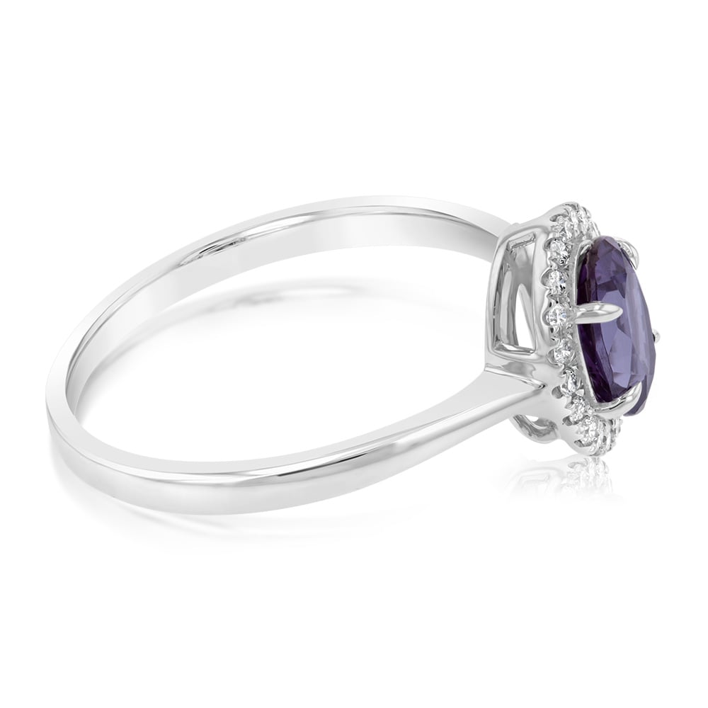 9ct White Gold Created Oval Alexandrite And Diamond Ring