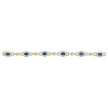 Load image into Gallery viewer, 9ct Yellow Gold Diamond And Created Sapphire 19cm Bracelet