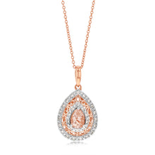 Load image into Gallery viewer, 9ct Rose Gold Diamond And Oval Morganite  Pendant
