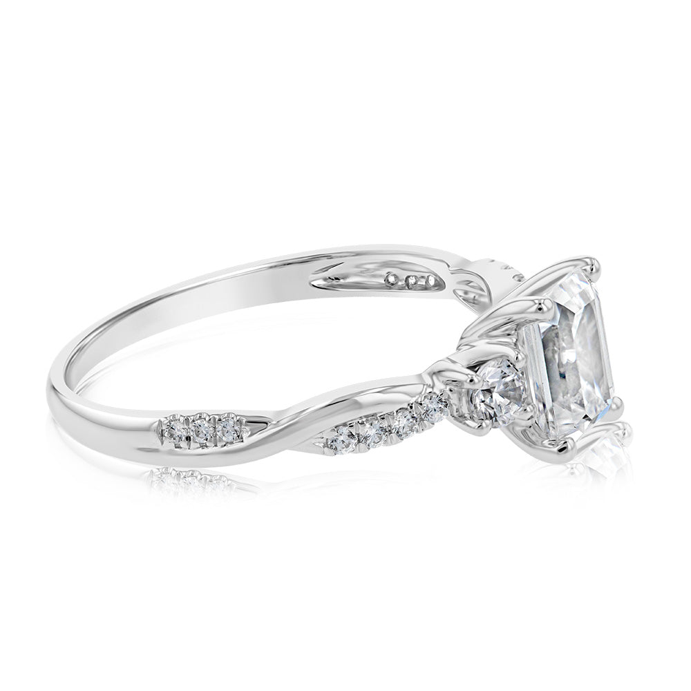 9ct White Gold Fancy Cubic Zirconia Ring