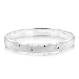 Sterling Silver Hand Engraved Ruby 65mm Bangle