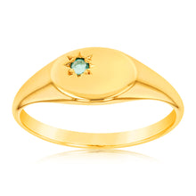 Load image into Gallery viewer, 9ct Yellow Gold 1.75mm Natural Emerald Ring
