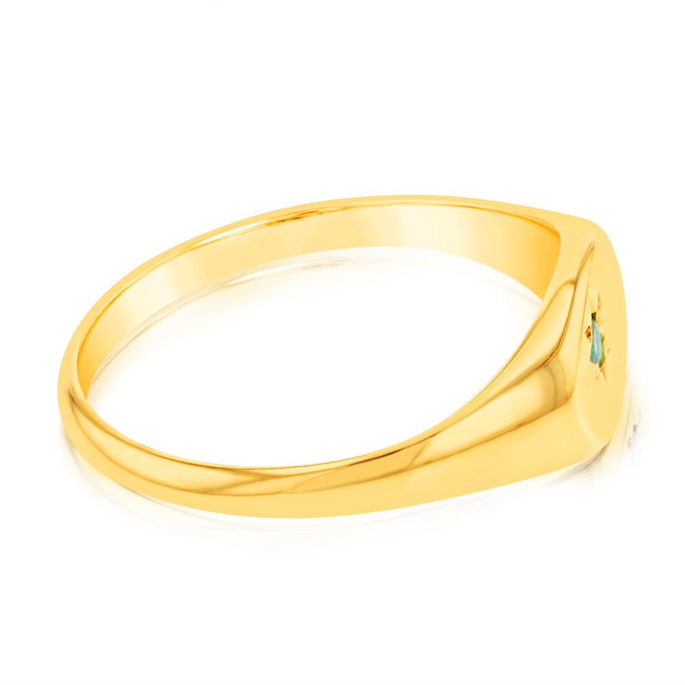 9ct Yellow Gold 1.75mm Natural Emerald Ring