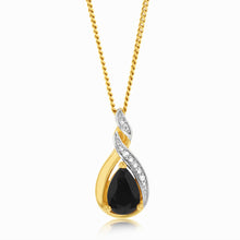 Load image into Gallery viewer, 9ct Yellow Gold Diamond And Sapphire Slider Pendant