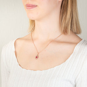 9ct Rose Gold Diamond And Created Ruby Pendant