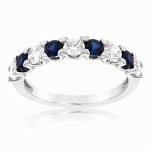Load image into Gallery viewer, 9ct White Gold Cubic Zirconia And Created Sapphire Ring