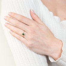 Load image into Gallery viewer, 9ct Yellow Gold Diamond And Glass Filled Emerald Ring