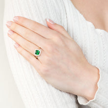 Load image into Gallery viewer, 9ct Yellow Gold Cubic Zirconia And Glass Filled Emerald Ring