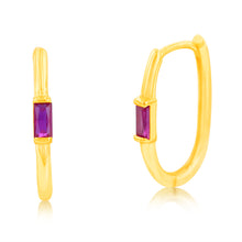 Load image into Gallery viewer, 9ct Yellow Gold Ruby Elongated Sleeper Earrings