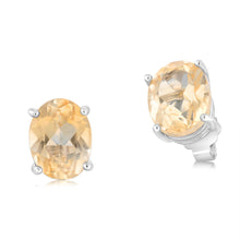Load image into Gallery viewer, Sterling Silver Oval Citrine Stud Earrings