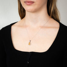 Load image into Gallery viewer, Sterling Silver Pear Citrine And Zirconia Pendant