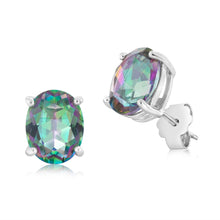 Load image into Gallery viewer, Sterling Silver Oval Mystic Quartz Stud Earrings