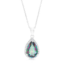 Load image into Gallery viewer, Sterling Silver Pear Mystic Topaz And Zirconia Pendant