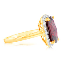 Load image into Gallery viewer, 9ct Yellow Gold Created Ruby And Diamond Ring