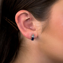 Load image into Gallery viewer, 9ct Yellow Gold 6mm Created Sapphire And Diamond Stud Earrings