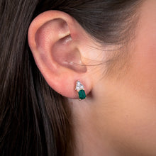Load image into Gallery viewer, 9ct Yellow Gold 6mm Created Emerald And Diamond Stud Earrings
