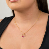 9ct Yellow Gold Created Round Ruby Mum Heart Pendant