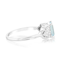 Load image into Gallery viewer, 9ct White Gold Natural Aquamarine And Diamond Ring