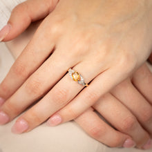 Load image into Gallery viewer, 9ct Yellow &amp; White Gold Two Tone Natural Citrine And Diamond Ring