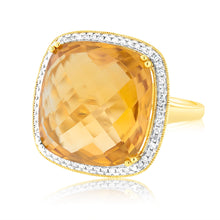 Load image into Gallery viewer, 9ct Yellow Gold Natural Citrine And Diamond Ring