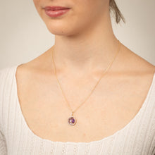 Load image into Gallery viewer, 9ct Yellow Gold Natural Amethyst Pink Amethyst And Diamond Pendant On Chain