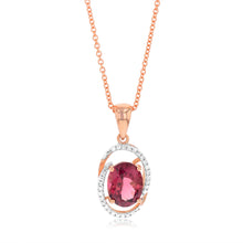 Load image into Gallery viewer, 9ct Rose Gold Natural Pink Tourmaline Pendant On Chain