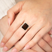 Load image into Gallery viewer, 9ct Yellow Gold Natural Smokey Quartz And Diamond Ring