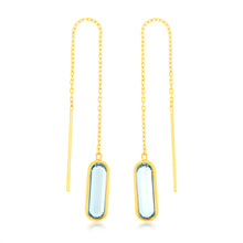 Load image into Gallery viewer, 9ct Yellow Gold  Natural Blue Topaz Threader Drop Earrings