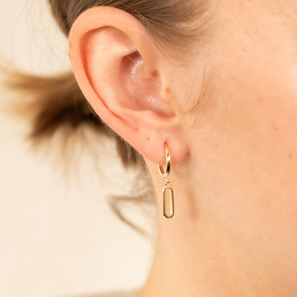 9ct Yellow Gold Natural Quartz On Sleeper Earring