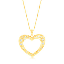 Load image into Gallery viewer, 9ct Yellow Gold Zirconia Open Heart Pendant