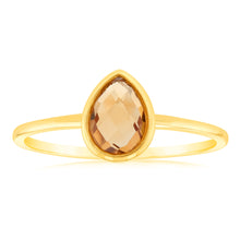 Load image into Gallery viewer, 9ct Yellow Gold Pear Natural Quartz Ring