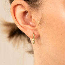Load image into Gallery viewer, 9ct Yellow Gold Green Zirconia Open 3/4th Hoop Earrings