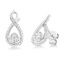 Load image into Gallery viewer, 9ct White Gold white Zirconia Flower Infinity Stud Earrings