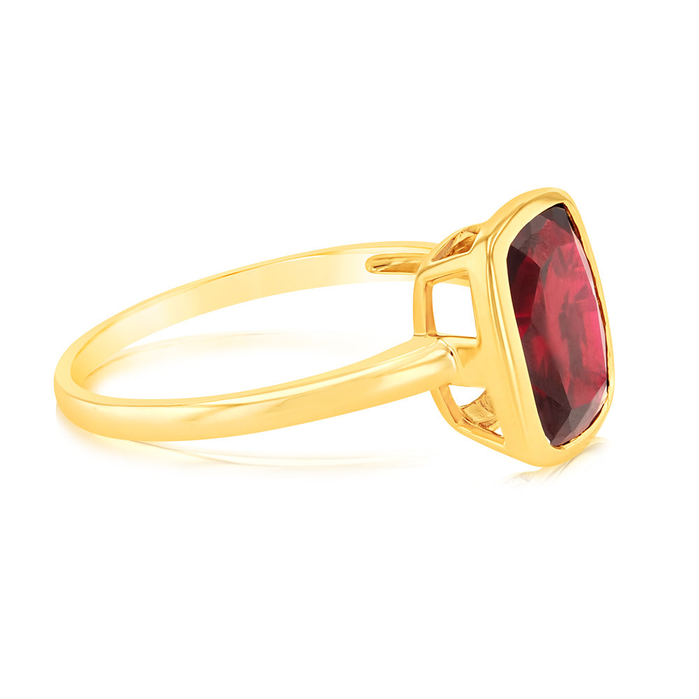 9ct Yellow Gold 4.5 Carat Created Ruby Ring