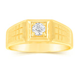Cubic Zirconia Gents Ring in 9ct Yellow Gold