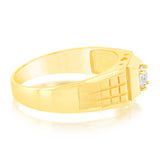 Cubic Zirconia Gents Ring in 9ct Yellow Gold