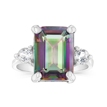 7.5 Carat Mystic Quartz & White Topaz Ring in Sterling Silver