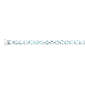 50 Carat Blue Topaz Tennis 18cm Bracelet Set in Sterling Silver