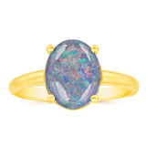 9ct Yellow Gold Triplet Opal Oval Ring