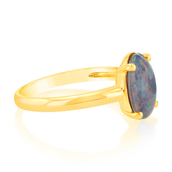 9ct Yellow Gold Triplet Opal Oval Ring