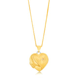 Cubic Zirconia 15mm Heart Pendant in 9ct Yellow Gold