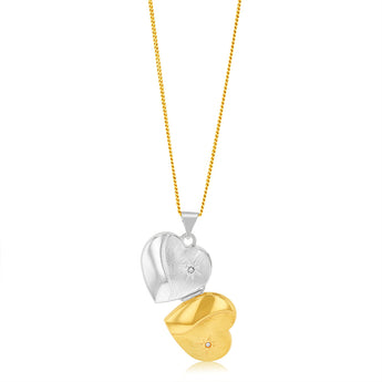 Cubic Zirconia 15mm Heart Pendant in 9ct Yellow Gold