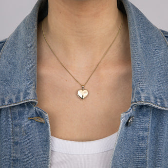 Cubic Zirconia 15mm Heart Pendant in 9ct Yellow Gold