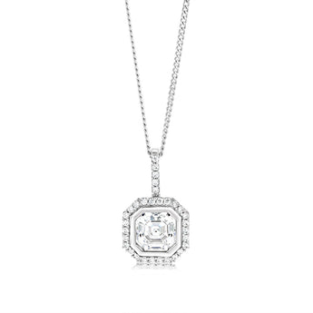 Cubic Zirconia Pendant in 9ct White Gold