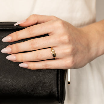 Natural Sapphire Heart Signet Ring in 9ct Yellow Gold