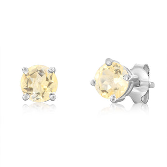 Sterling Silver Natural Citrine 5mm Stud Earrings