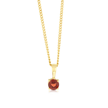 4mm Brilliant Cut 0.33Ct Garnet Pendant in 9ct Yellow