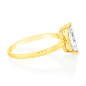 Marquise Cut Cubic Zirconia Ring 1 Carat Look in  in 9ct Yellow