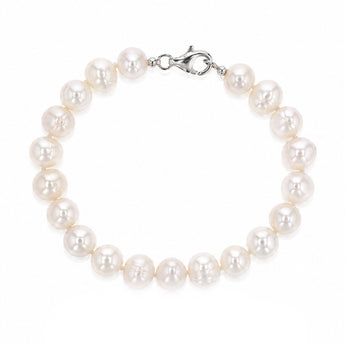 White Freshwater Pearl Bracelet, Necklace & Earring Set with Sterling Silver Clasp