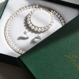 White Freshwater Pearl Bracelet, Necklace & Earring Set with Sterling Silver Clasp